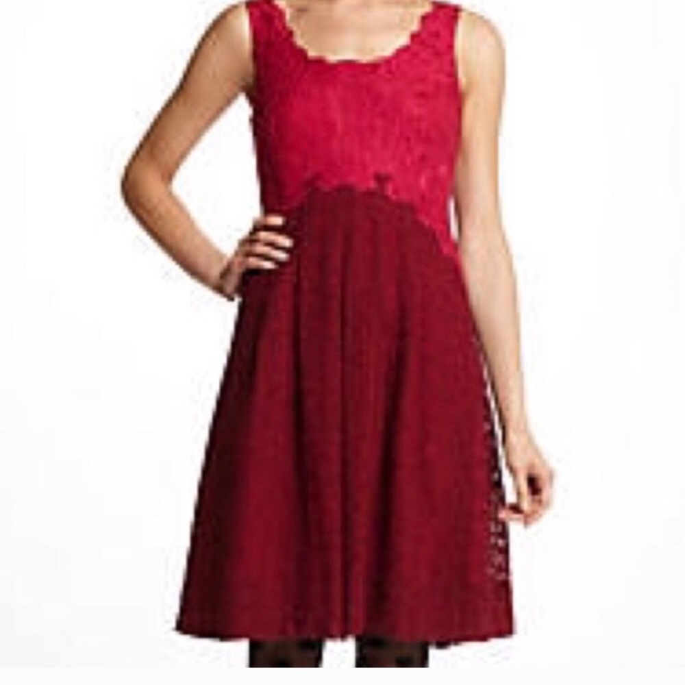 Moulinette Soeurs Red & Pink Lace Dress
